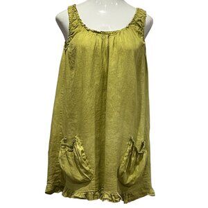 Colette Sleeveless Linen Mini Dress Tunic, Citron, L